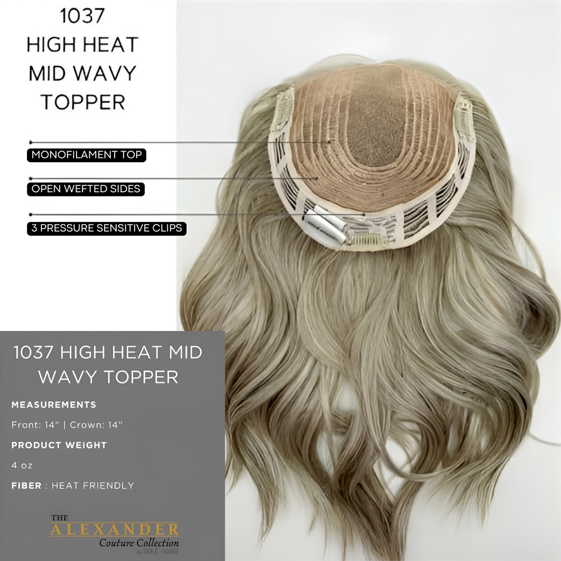 High Heat Mid Wavy Topper - Alexander Couture Collection by Rene of Paris